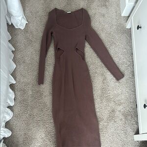 Elegant Brown Knit Dress